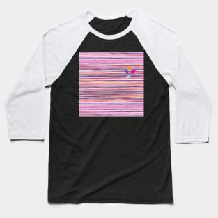 Colorful stripes pattern with leaves Baseball T-Shirt